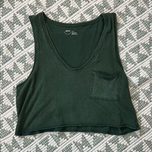 Aerie Dark Green 100% Cotton Crop Tank - Size M